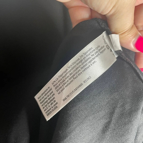 Eileen Fisher Mandarin Collar Linen Dress Black - Picture 5 of 5